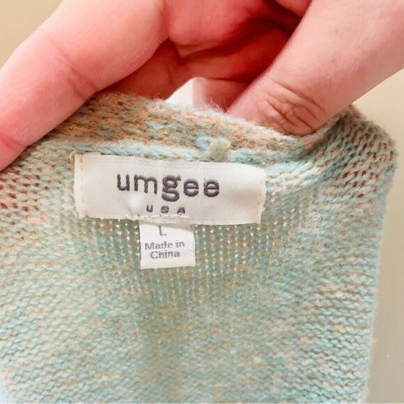 Umgee Orange and Teal Oversized Open Cardigan Large Lace Up Sides - Picture 7 of 10